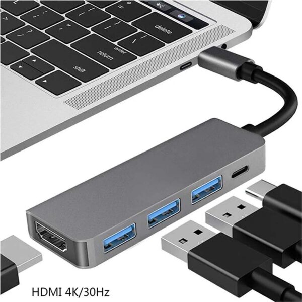 5 Ports USB C Hub to 4K HDMI